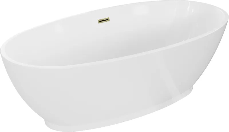 Mexen Bilbao cadă independentă 180 x 90 cm, albă, preaplin auriu - 51311809000-50