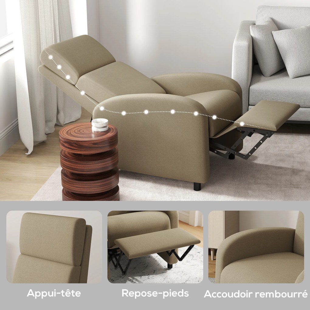 HOMCOM Fotoliu relaxant fotoliu inclinabil lounge fotoliu de relaxare - spătar reglabil până la 160° suport pentru picioare integrat | Aosom Romania