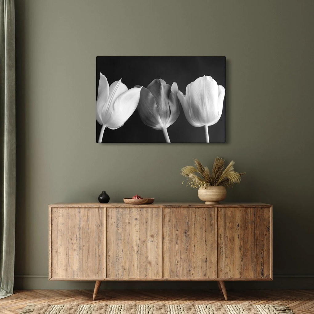 Tablou - Lalele alb negre (90x60 cm)