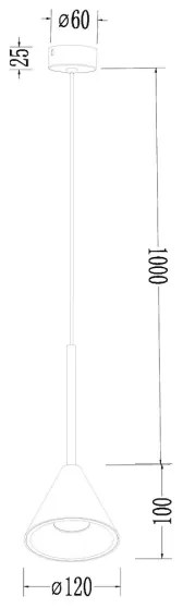 Lustră pe lanț CONE 1xE27/10W/230V negru/auriu