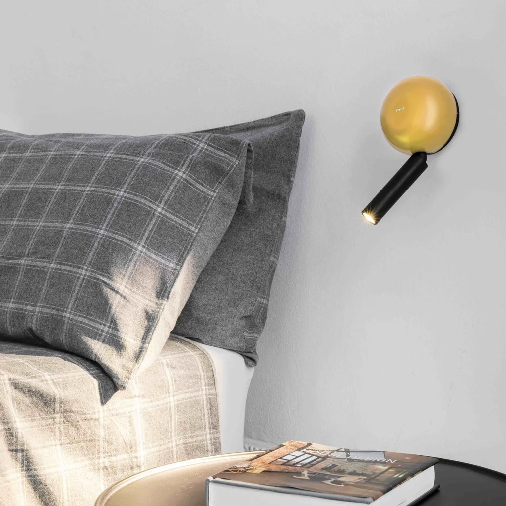 Aplica cu reader LED stil modern minimalist PRESS Yellow