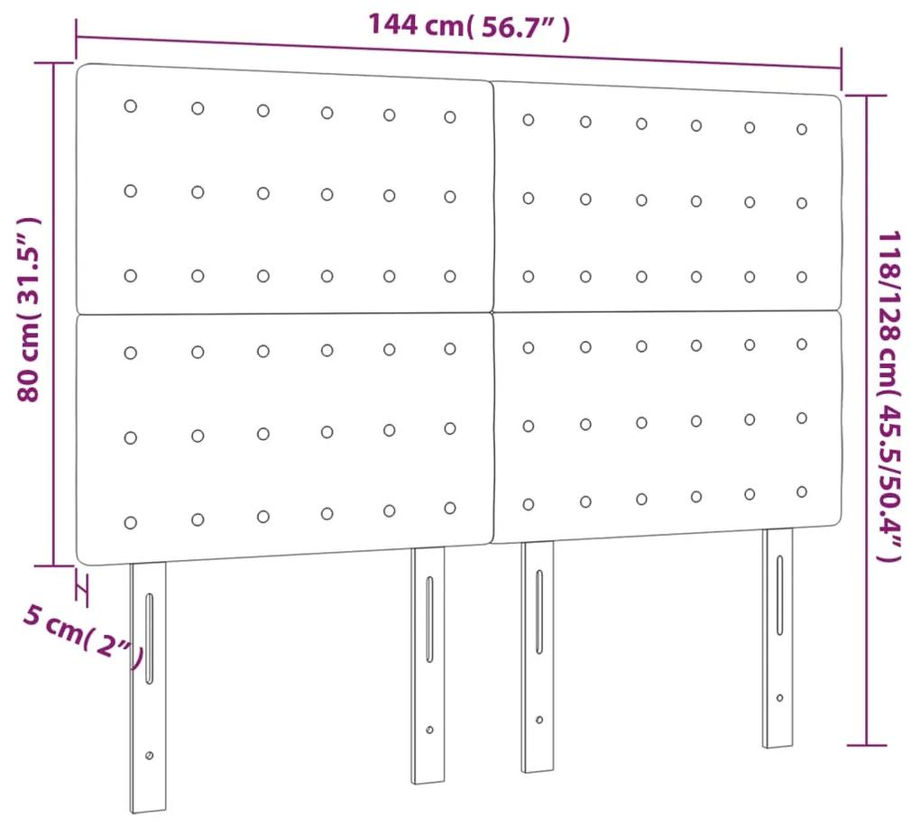 Tablie de pat cu LED, negru, 144x5x118 128 cm, catifea 1, Negru, 144 x 5 x 118 128 cm