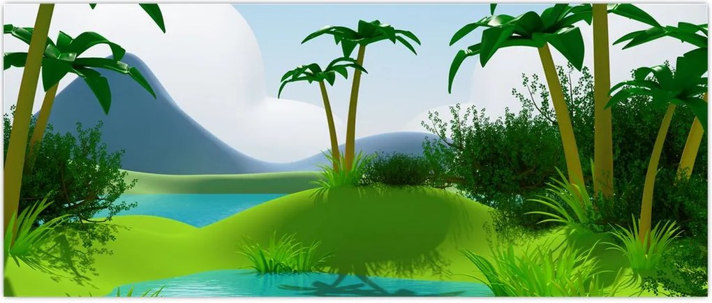 Tablou - Lac în junglă (120x50 cm)