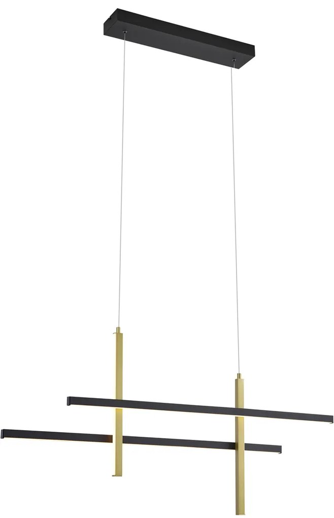 Lampă suspendată de design H neagră cu auriu, incl. LED cu 3 trepte de intensitate luminoasă - Joy