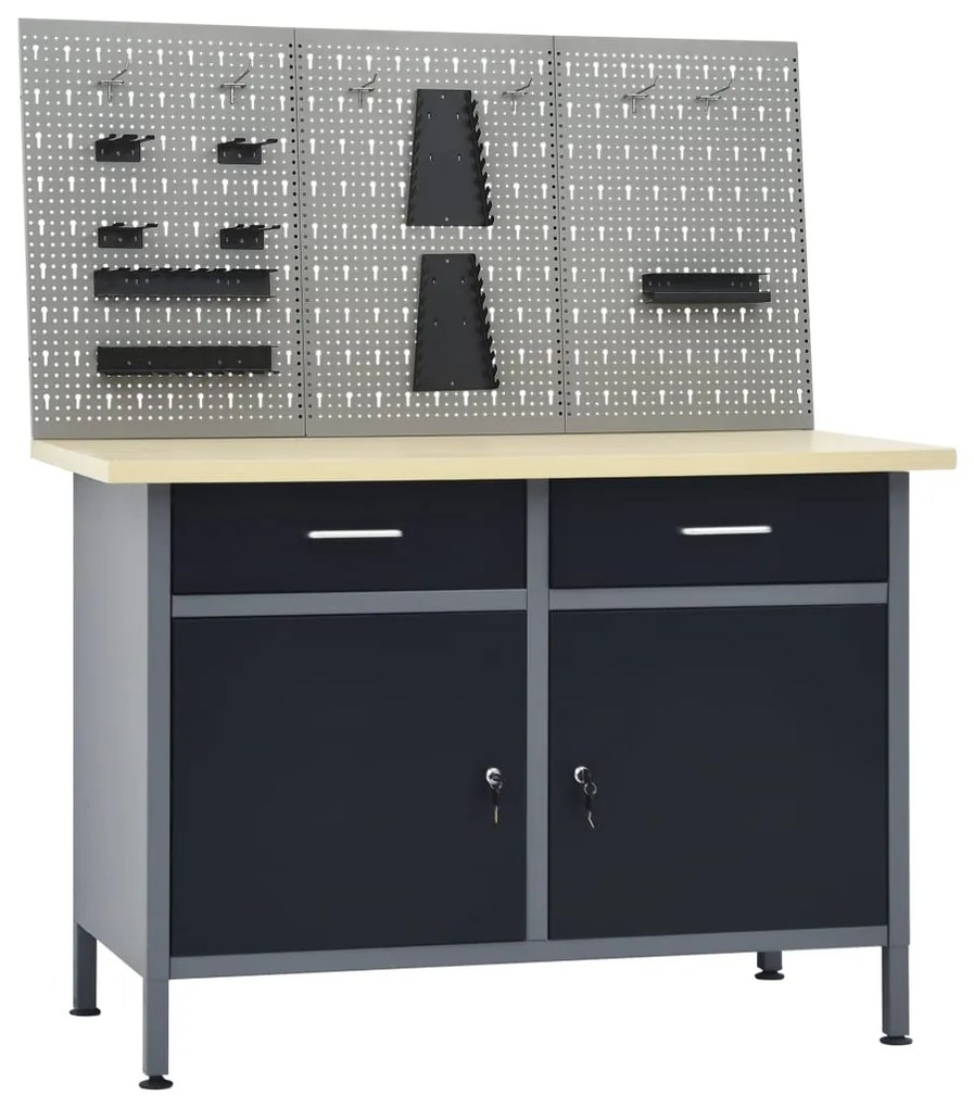 vidaXL Banc de lucru cu trei panouri de perete