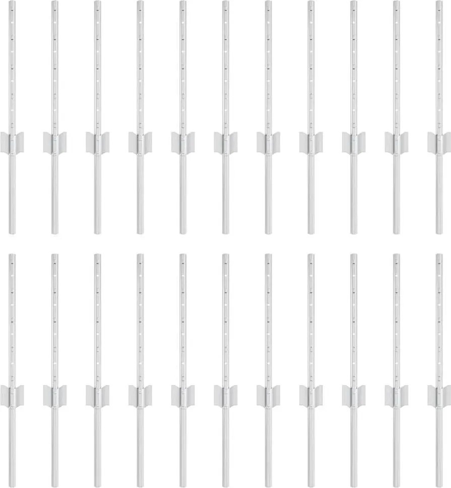 vidaXL Stâlp de gard. 22 pcs Argintiu 80 cm Oțel