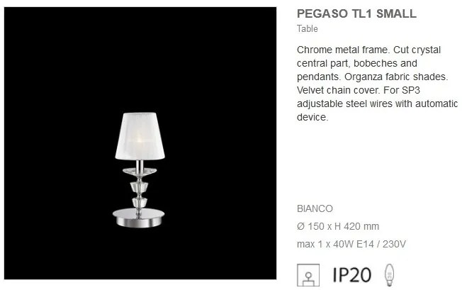 Veioza cristal Venezian PEGASO TL1 SMALL 059266
