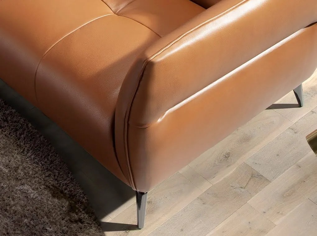 Canapea 3 locuri din piele naturala capitonata Cowhide leather brown