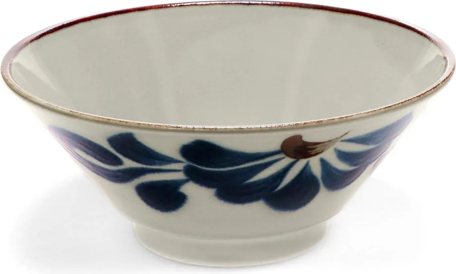 Bol mic albastru-bej pentru ramen, din porțelan 900 ml Flower – Rex London