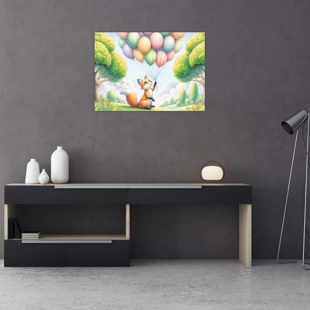 Tablou pe sticlă – Vulpe fericită (70x50 cm)