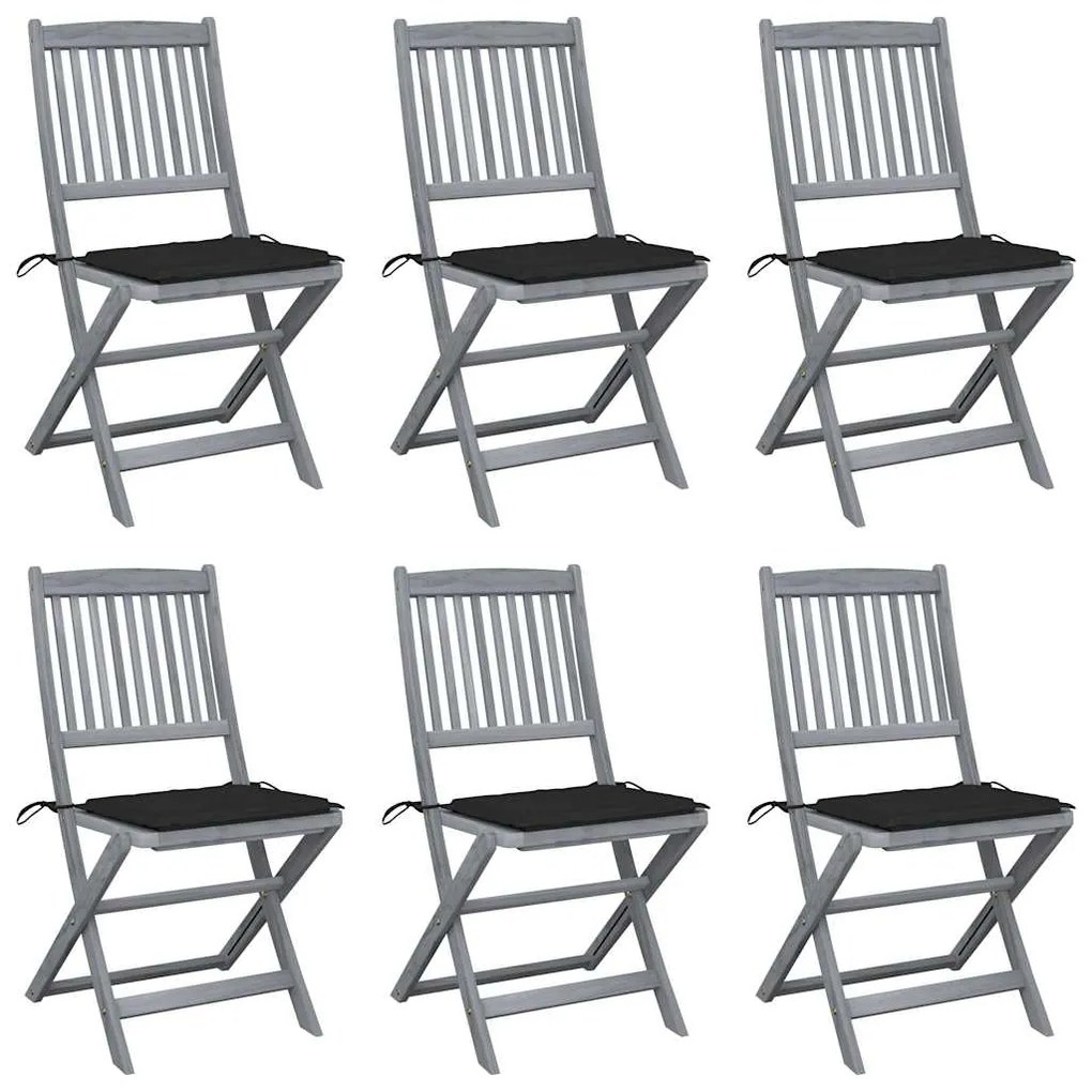 vidaXL Scaune pliante de exterior cu perne 6 buc. lemn masiv de acacia