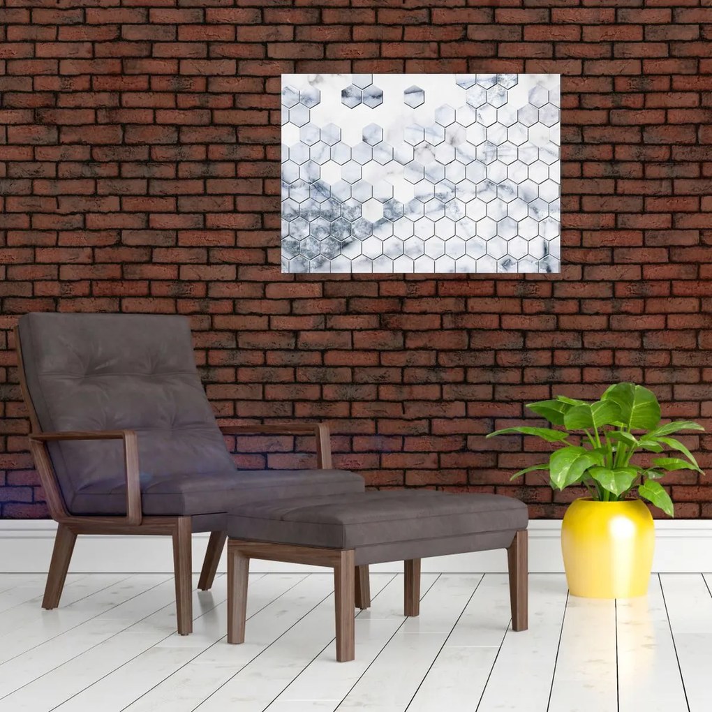 Tablou - Hexagoane marmură (70x50 cm)