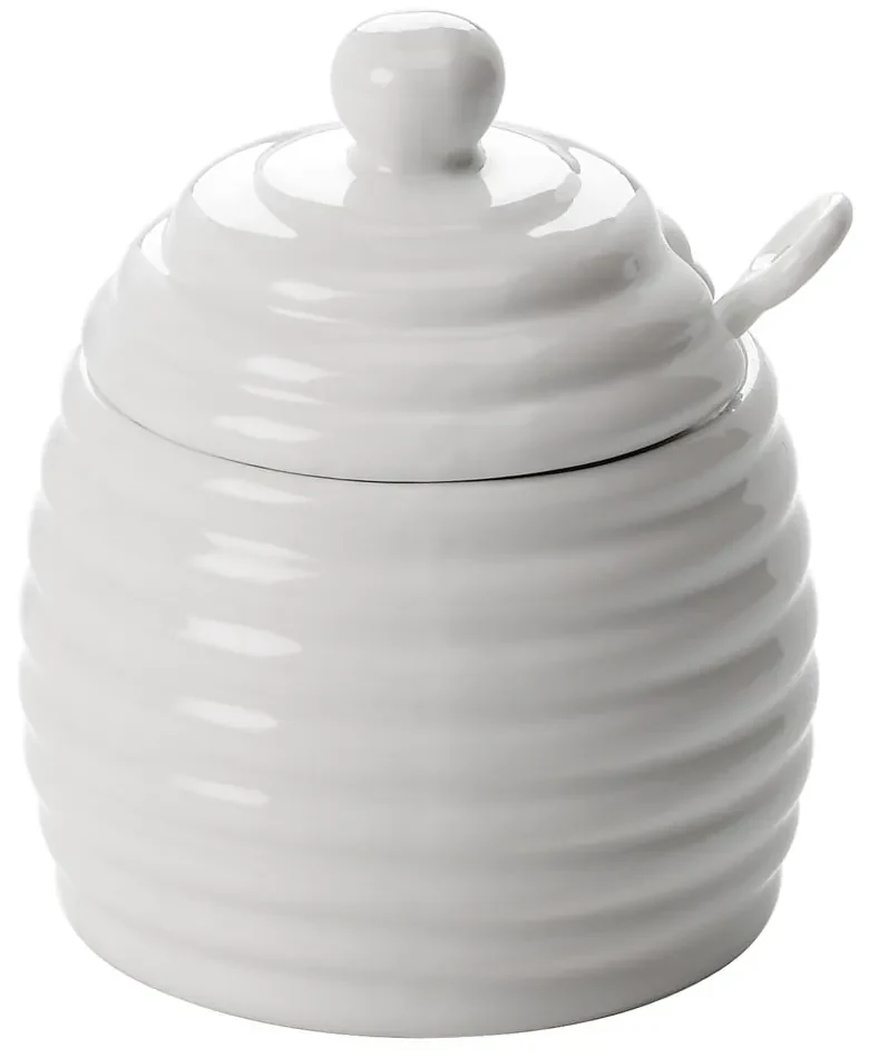 Recipient din porțelan pentru miere Maxwell & Williams Basic, 280 ml, alb