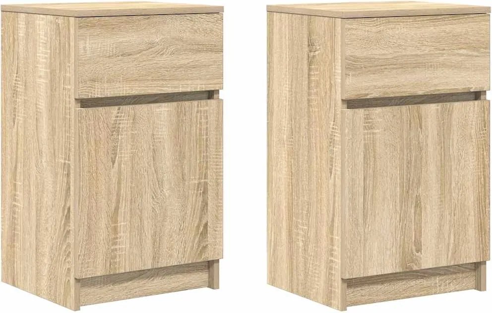 vidaXL Noptiere, 2 buc., stejar sonoma, 39x35x65 cm, lemn compozit