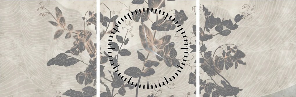 Tablou - Frunze texturate (cu ceas) (90x30 cm)