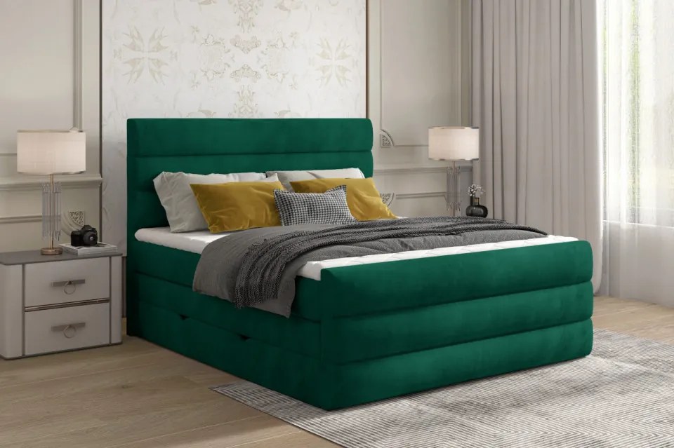 Pat tapitat, boxspring, cu spatiu pentru depozitare, 180x200 cm, Cande 181, Eltap (Culoare: Gri deschis)