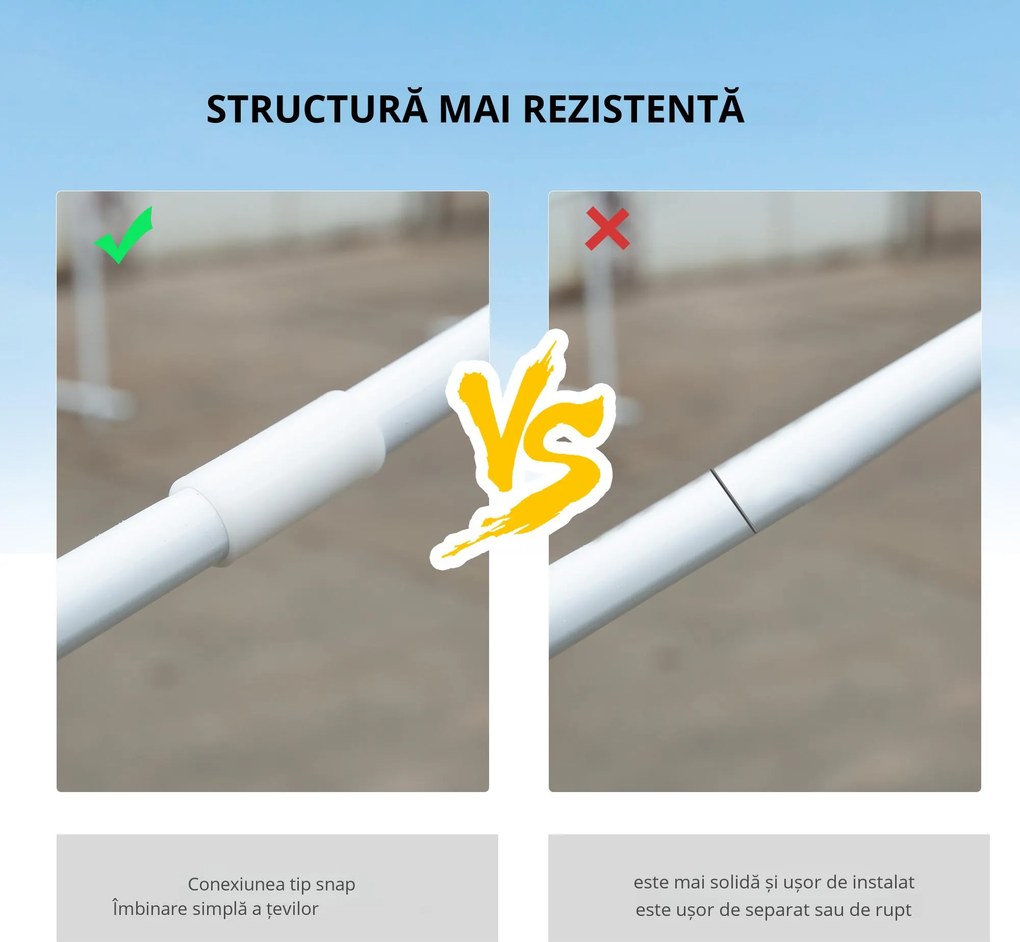 Outsunny Foișor de Grădină cu Pereți Laterali Demontabili, 4 Ferestre și 12 Orificii de Drenaj, 5.85x2.95x2.55 m, Alb | Aosom Romania