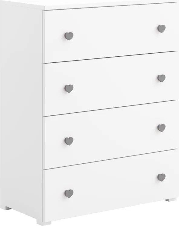 Comodă cu patru sertare, 80x40x102cm, ELZA, ADRK Furniture (Culoare: Alb / Roz)