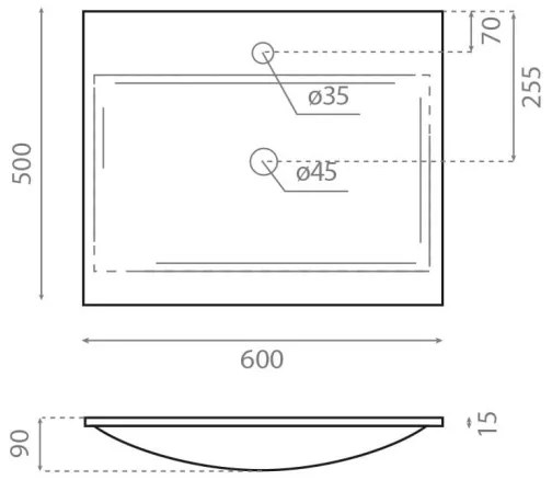 Bathco 0507 - Lavoar încastrat MONACO 60x50 cm rășină/alb