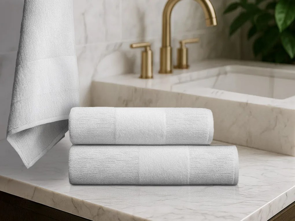 Set de prosoape CARRARA 1buc 60x100 cm si 1buc 40x55 cm 100% bumbac, alb