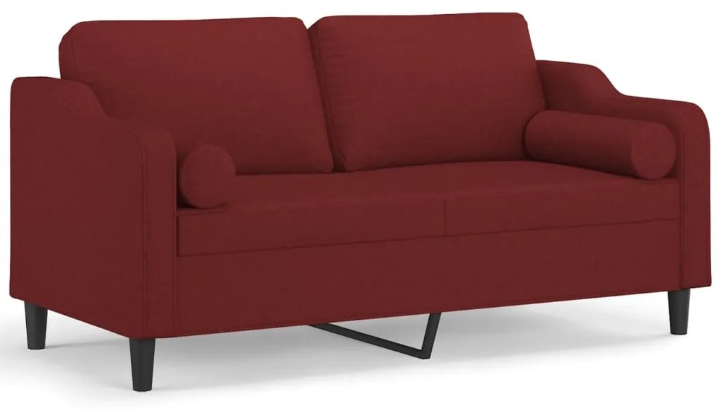3153029 vidaXL Canapea cu 2 locuri cu perne&pernuțe roșu vin 140 cm textil
