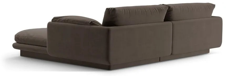 Colțar maro cu tapițerie din catifea (cu colț pe partea stângă /cu șezlong) Torino – Micadoni