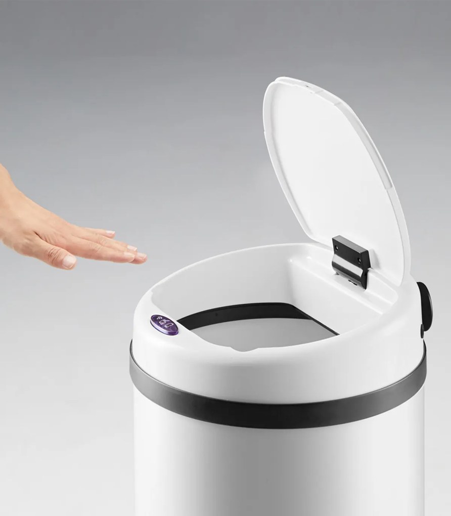 Cos gunoi cu senzor 56 L Alb Inox