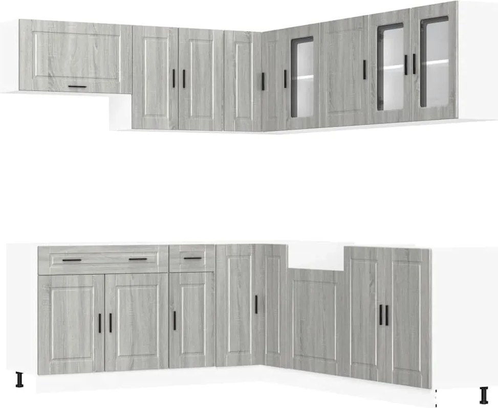 vidaXL Set de dulapuri de bucătărie 11 piese „Porto” lemn Sonoma gri