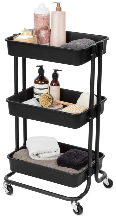 Etajeră cu roți neagră din plastic 43x36 cm Grena – Compactor