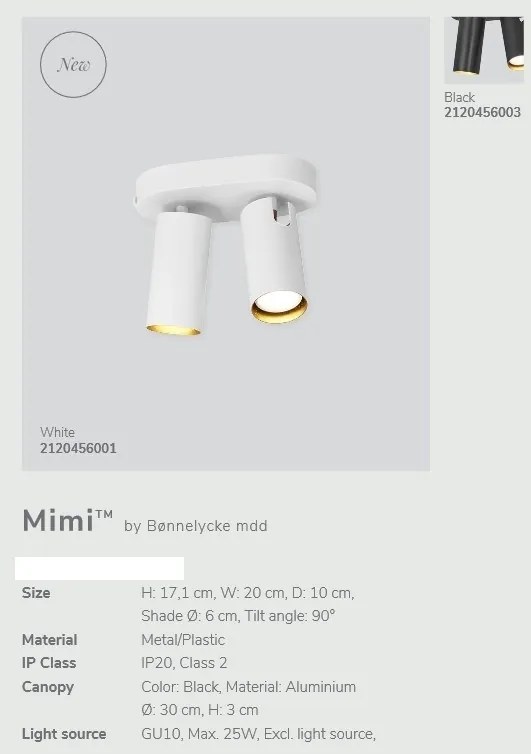Plafoniera cu 2 spoturi design modern MIMI alb 2120456001 NL