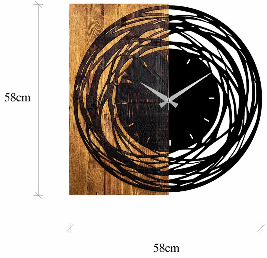 Ceas Decorativ de Perete Wooden Clock 39, Lemn / Metal