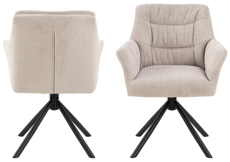 Scaun de sufragerie bej cu cotiere tapițat Alonso – Actona