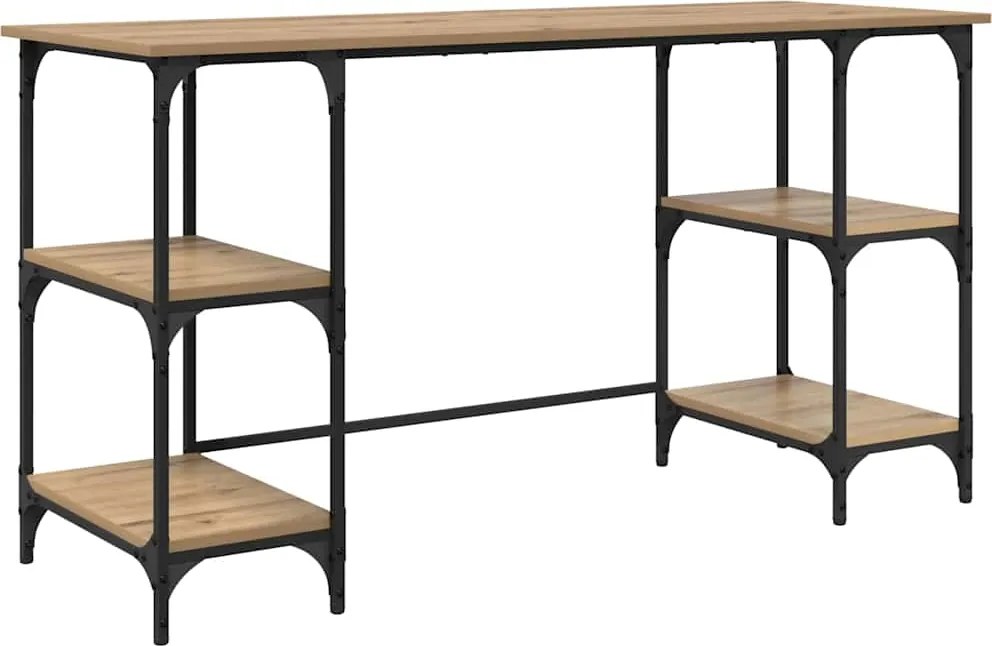 vidaXL Birou cu raft Stejar Artizanal 140 x 50 x 75 cm Lemn compozit