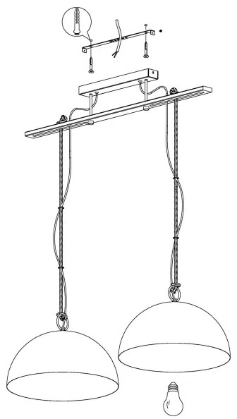 Eglo HODSOLL 43397 - Lampă suspendată pe cablu, 2xE27/40W/230V
