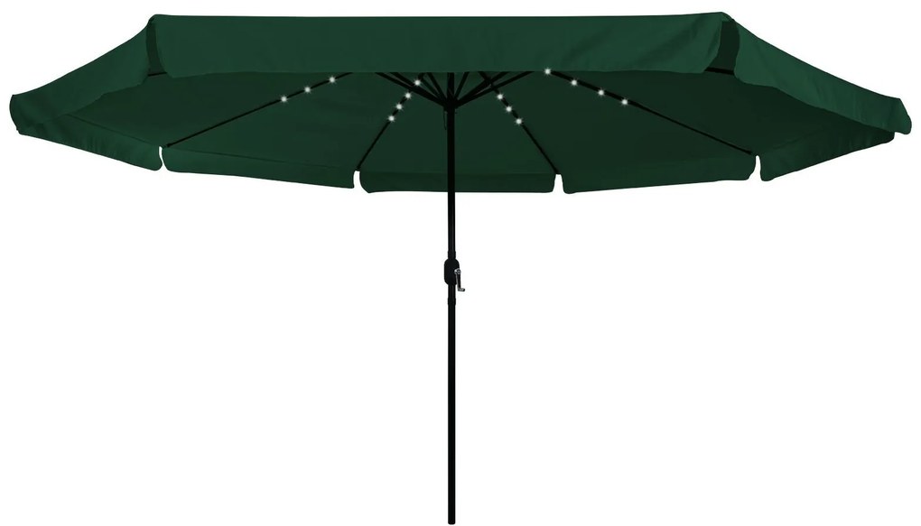 vidaXL Umbrela de Grădină cu LED-uri, 395 cm x 245 cm, Verde