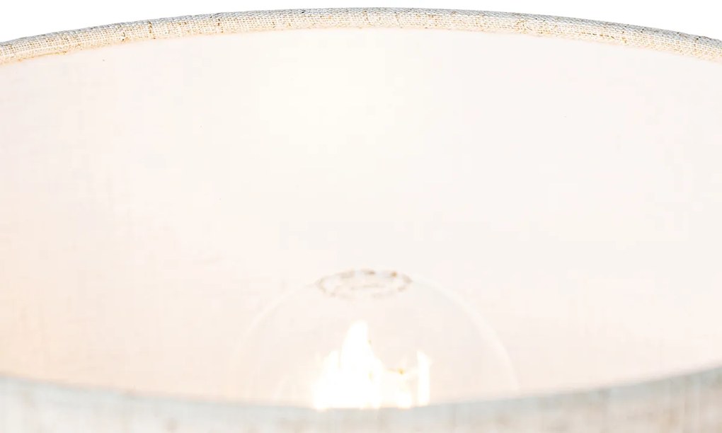 Lampă de masă rustică din lemn cu abajur din in bej 25 cm - Mels