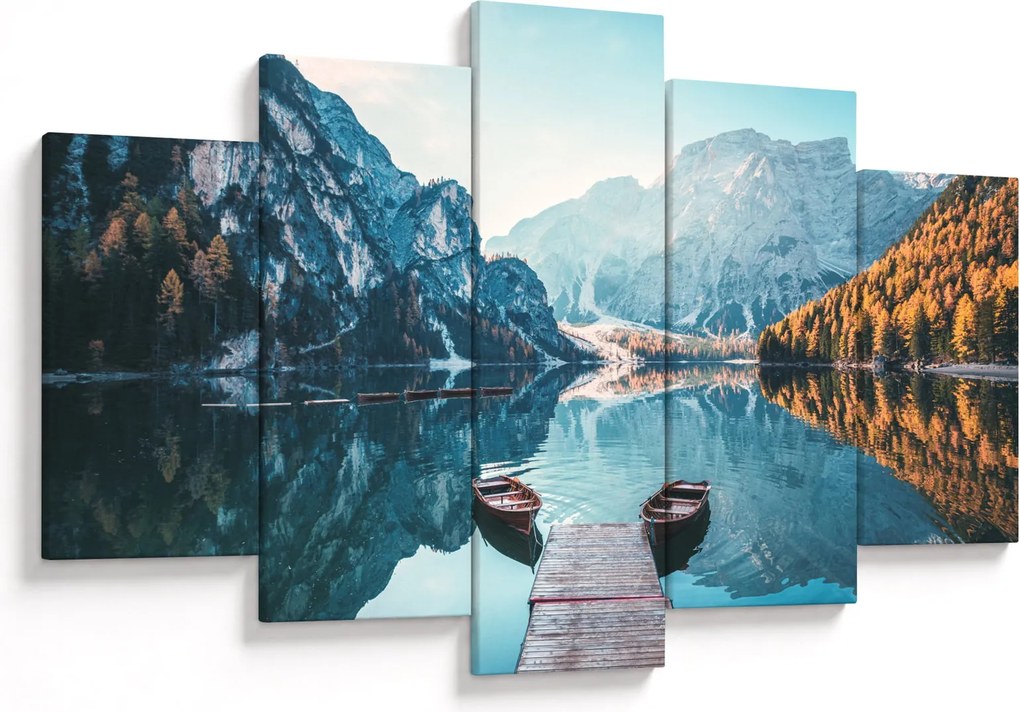 Tablou - Bărci pe Lacul Braies (150x105 cm)