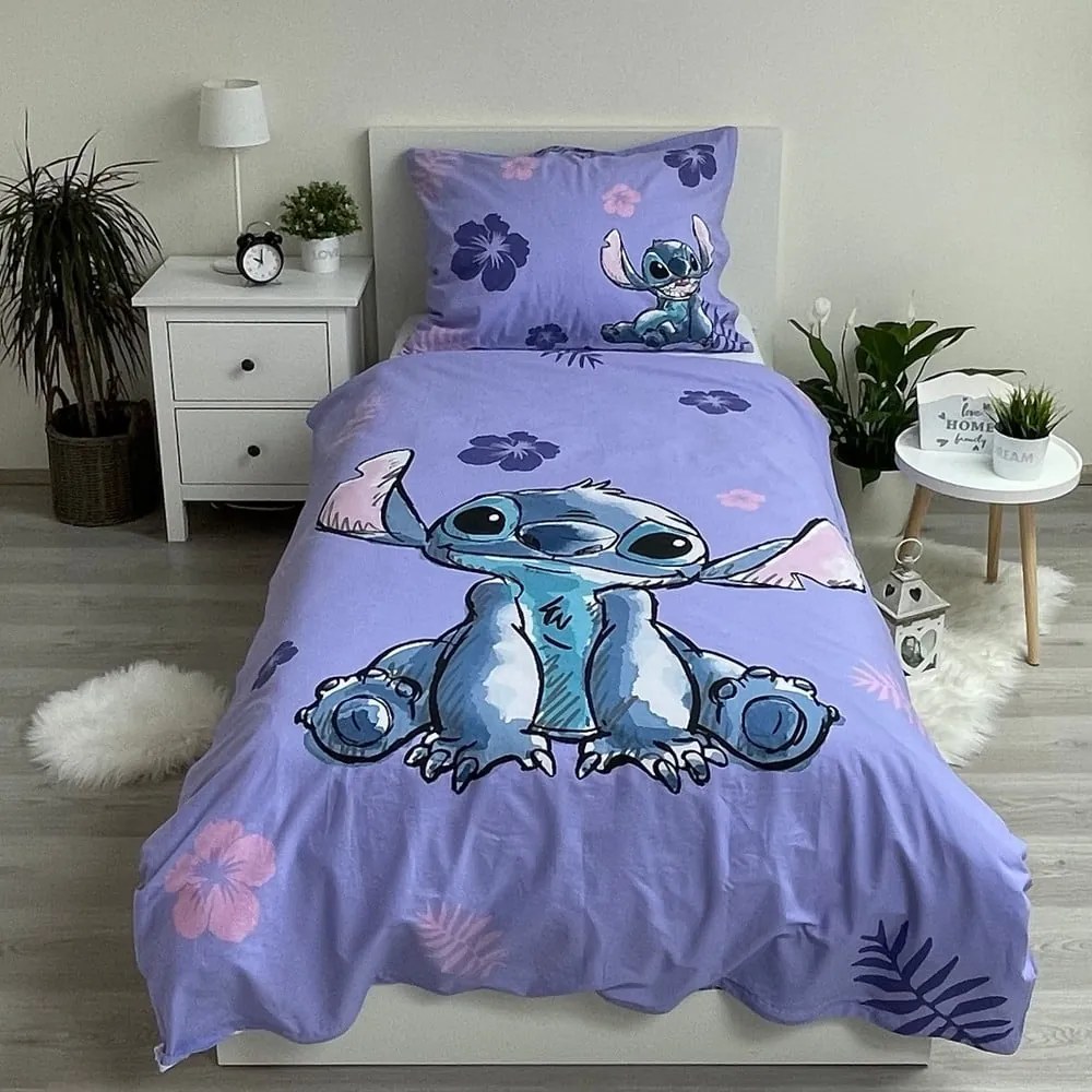 Lenjerie de pat pentru copii din bumbac pentru pat de o persoană 140x200 cm Lilo and Stitch – Jerry Fabrics