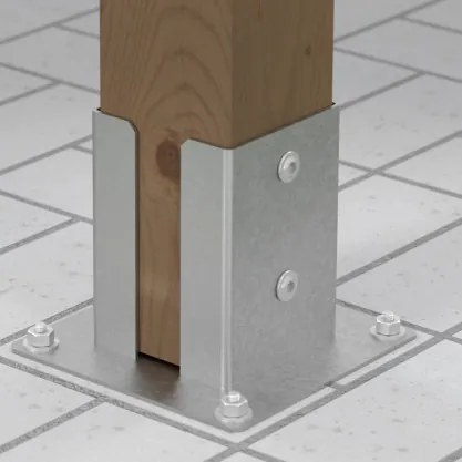 Camasuiala pentru stalpi din lemn model PSPD (Dimensiuni: 200x260x200x3 mm, Potrivit pentru stalp de: 200 mm)