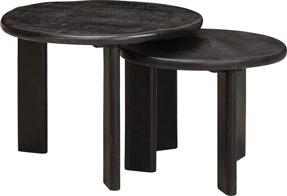 vidaXL Mese de Cafea Nesting 2 pcs Alb Lemn de mango solid