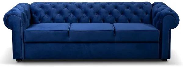 Set cu 1 canapea extensibila, 1 canapea fixa si 1 fotoliu albastru/alb