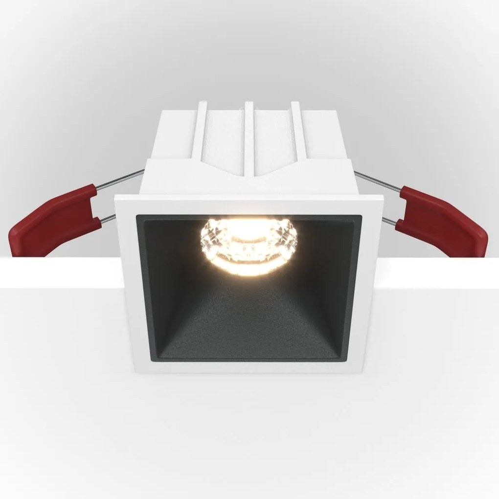 Spot LED incastrabil dimabil design tehnic Alpha alb, negru, 6,5x6,5cm, 3000K