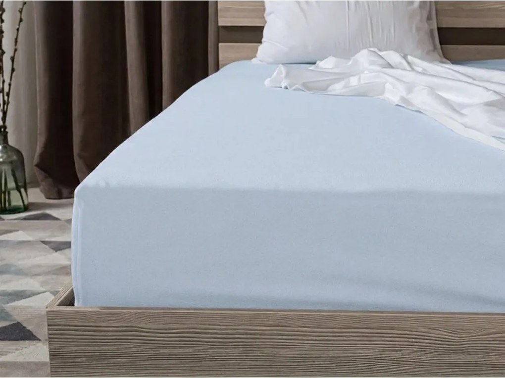Cearsaf Jersey cu elastic 90x200 cm albastru deschis