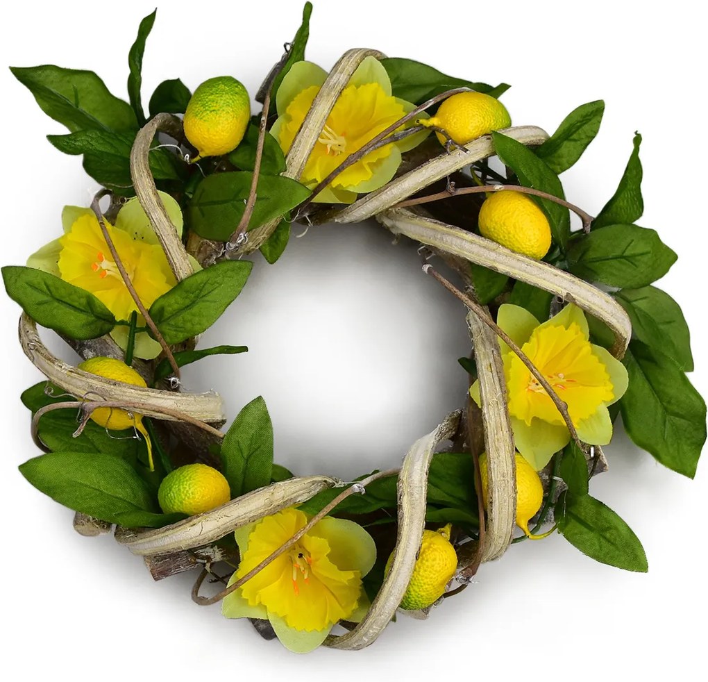 Coroniță din ratan pentru Paște Narcis, 22 cm