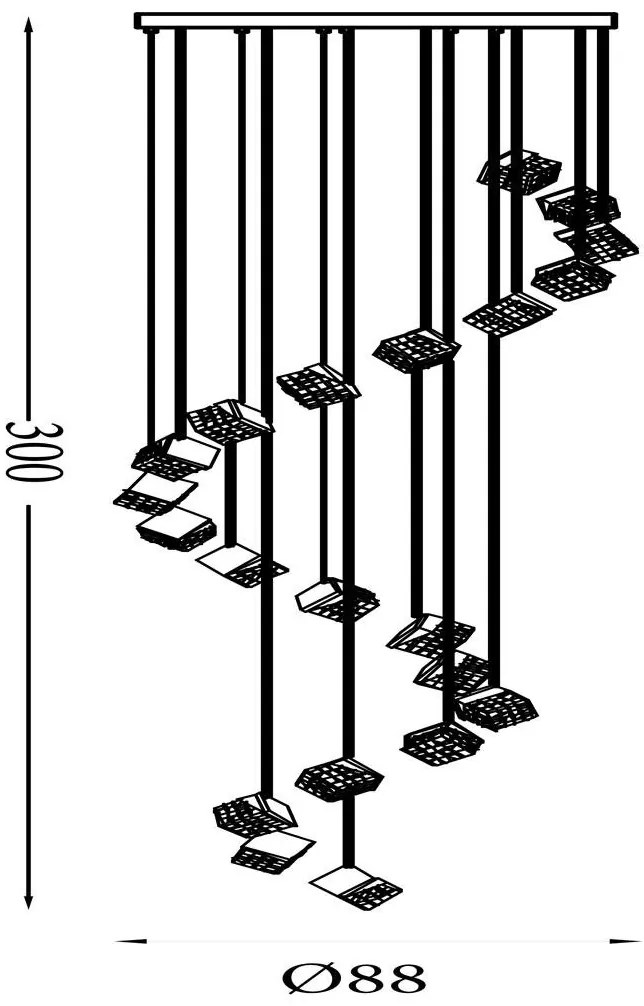 Lustra casa scarii cu 20 pendule LED Cuboid