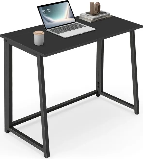 Set pentru birou ZARIMO masa 80x40 cm, neagra + fotoliu AVOLA VELVET, maro