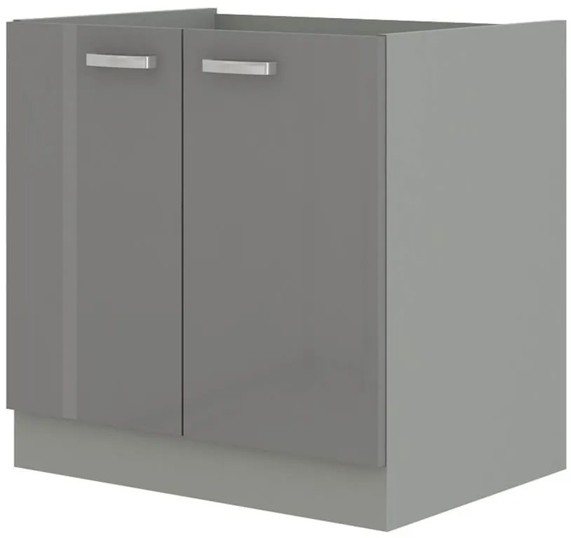 Dulap inferior de bucătărie sub chiuvetă Gonir 80 ZL 2F BB (gri + gri). 1032703