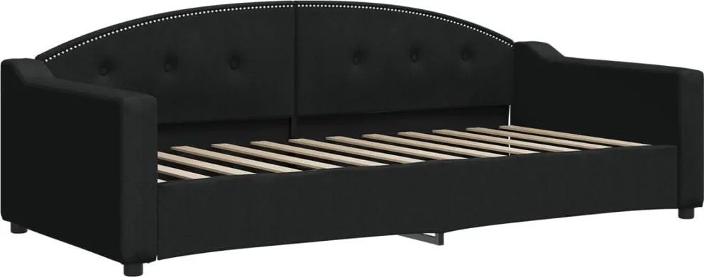 vidaXL Pat de zi, negru, 90x200 cm, material textil