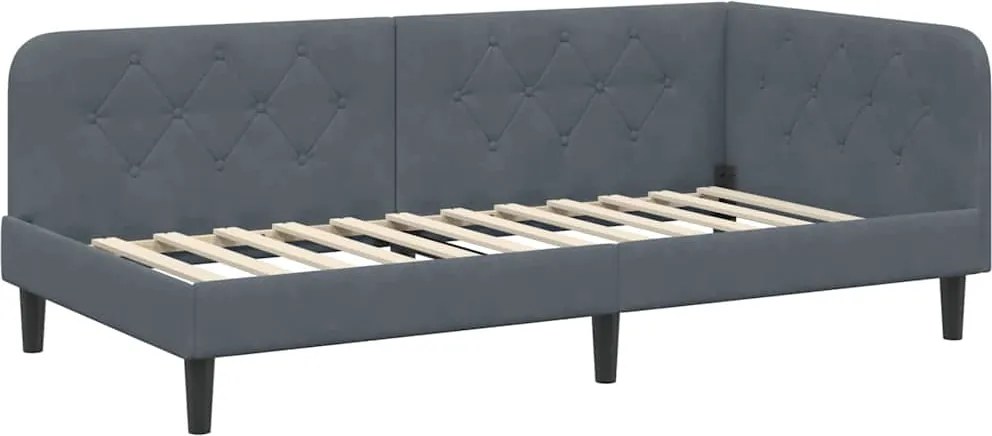 vidaXL Cadru de pat colțar Gri închis 100 x 200 cm Catifea