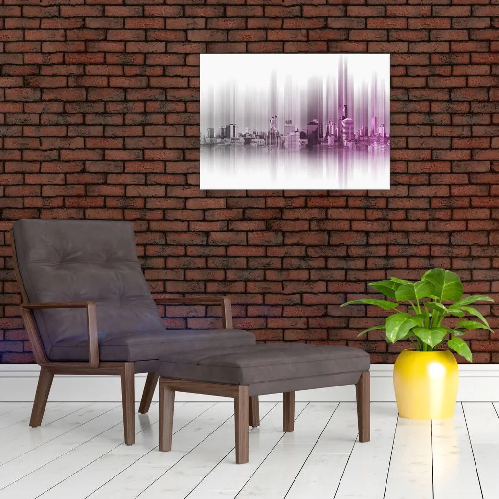 Tablou - Panorama orașului, roz-gri (70x50 cm)